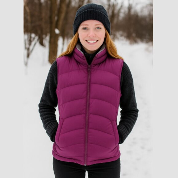 LANDS' END Down Filled Puffer Vest Full Zip Winter Eggplant Purple Women's Small - Picture 1 of 13